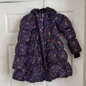Kids' NavyBlue Patterned Puffer Jacket
